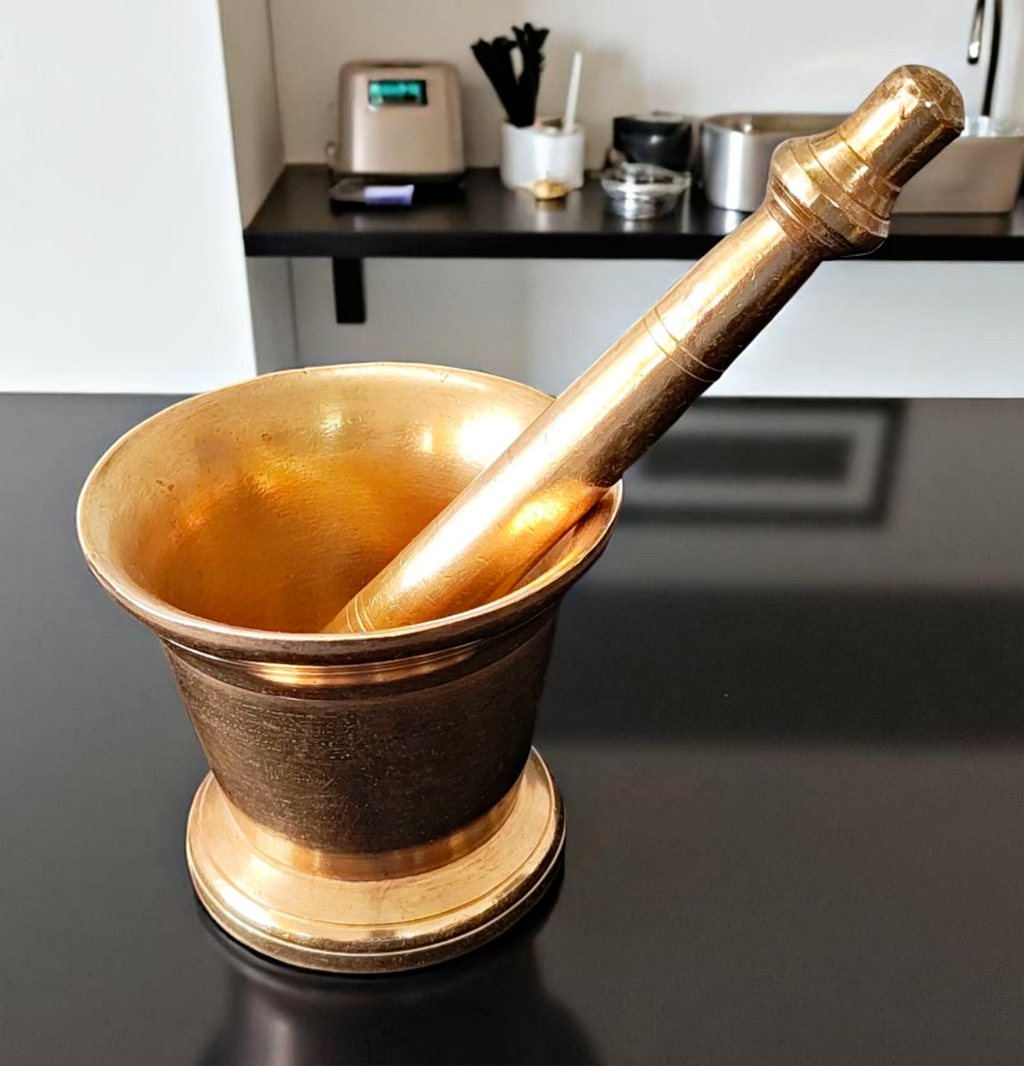 Antique Brass Khalbatta | Pital Traditional Grinder with Pestle