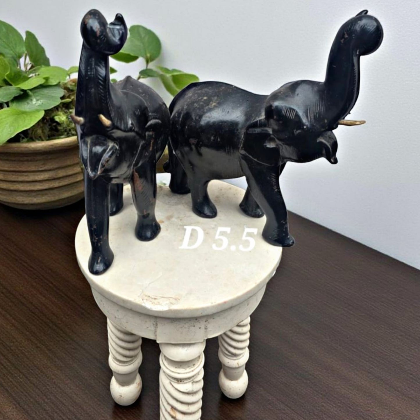 Antique Rosewood Elephant Pair | Decorative Wooden Animal Figurines