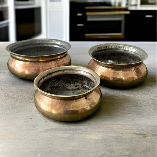 Antique Brass Bowl Set | Pital Traditional Cooking Vessels