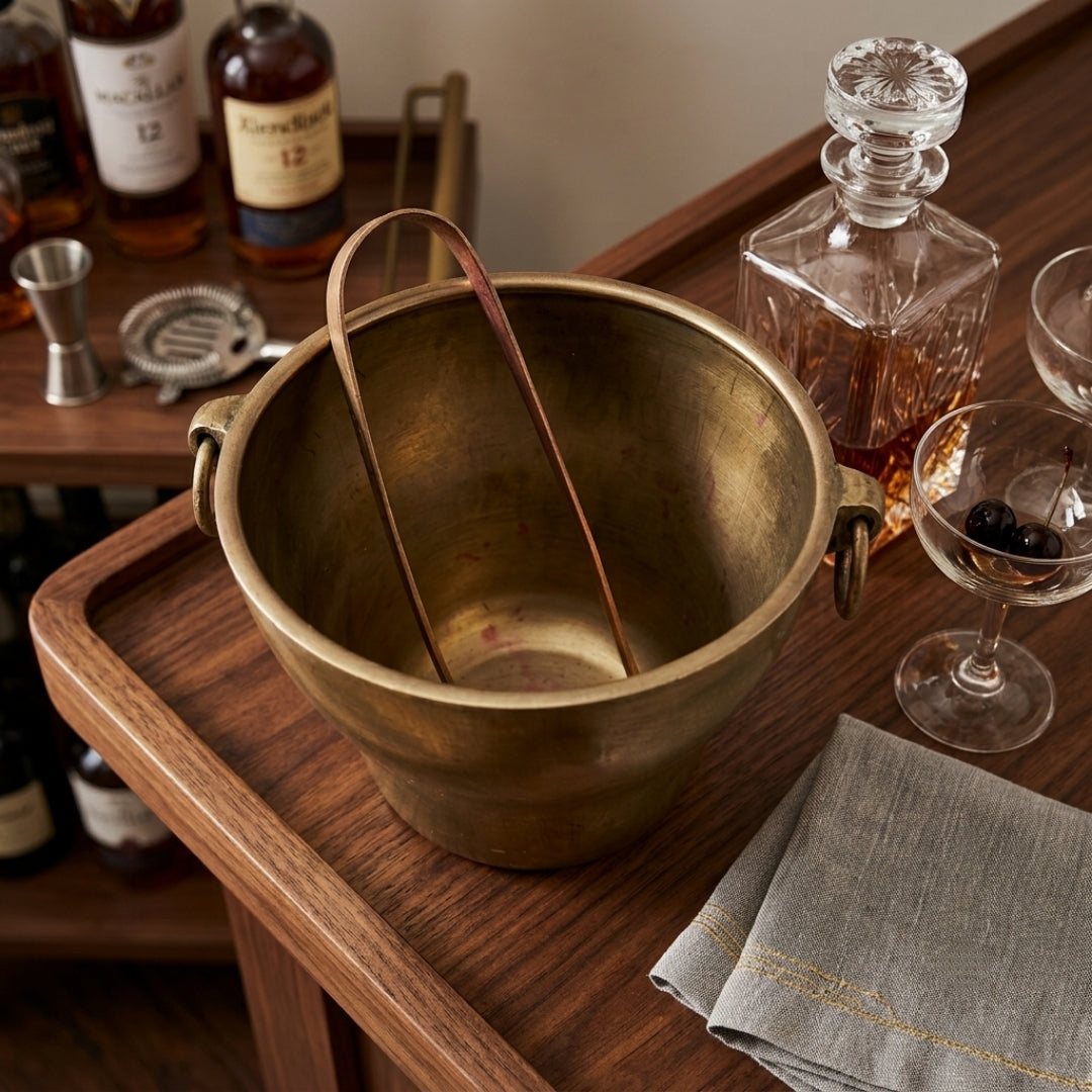 Antique Brass Ice Bucket | Premium Barware & Beverage Cooler | Made in 1972