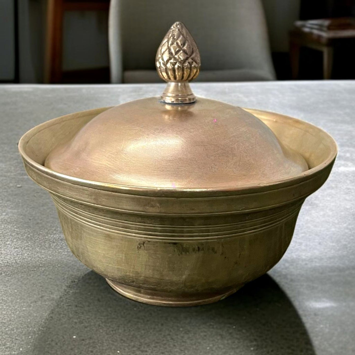 Antique Brass Bowl with Lid | Pital Traditional Storage Item
