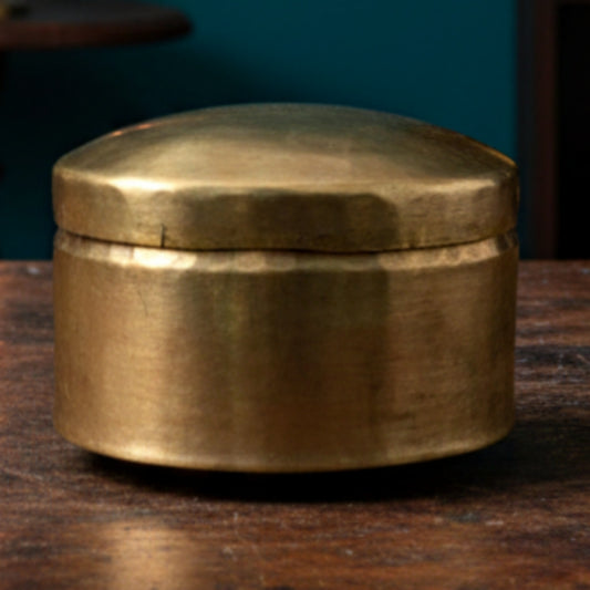 1980 Antique Brass Storage Box | Traditional Utility & Decor Piece