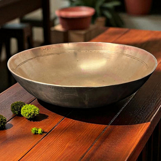 Antique Bronze Heavy Kadai | Traditional Indian Cooking Vessel | Kansa Cooking Bowl