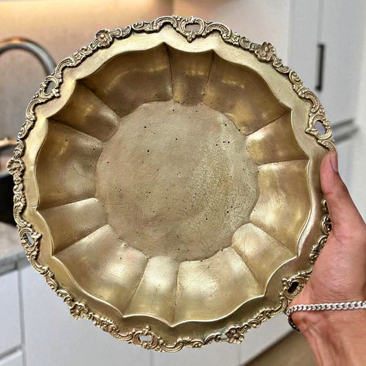 Antique Brass Bowl | Pital Traditional Serving Bowl with Ornated Border