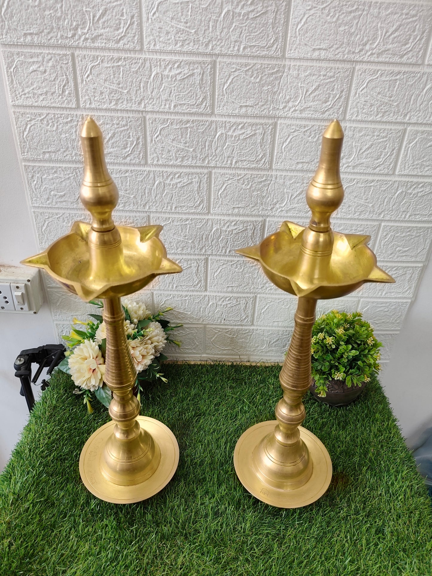 Vintage Brass Samay in Pair - Oil Lamp