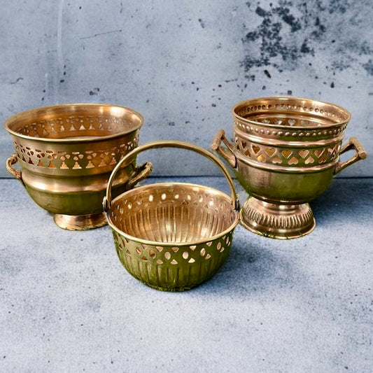 Antique Brass Bowl Set of 3 | Traditional Pital Bartan | Décor Bowl Collection