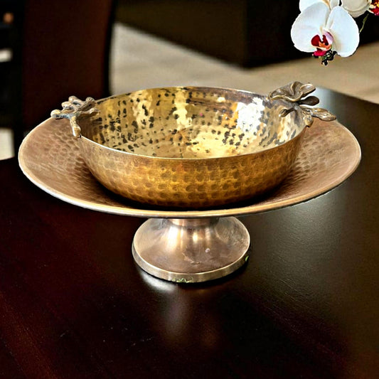 Antique Brass Urli with Stand in Pair | Traditional Decor & Serving Bowls