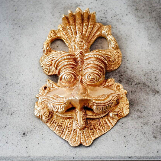 Antique Brass Kreeti Mukha Battu | Traditional Pital Wall Mask | Ritual Décor Collectible