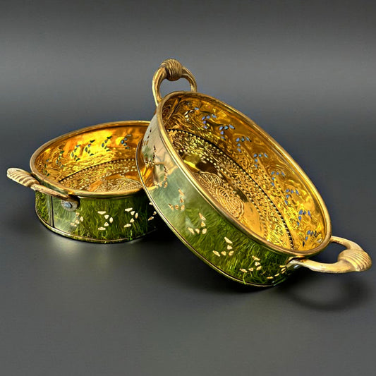 Antique Brass Basket Pair | Traditional Kitchen & Table Décor