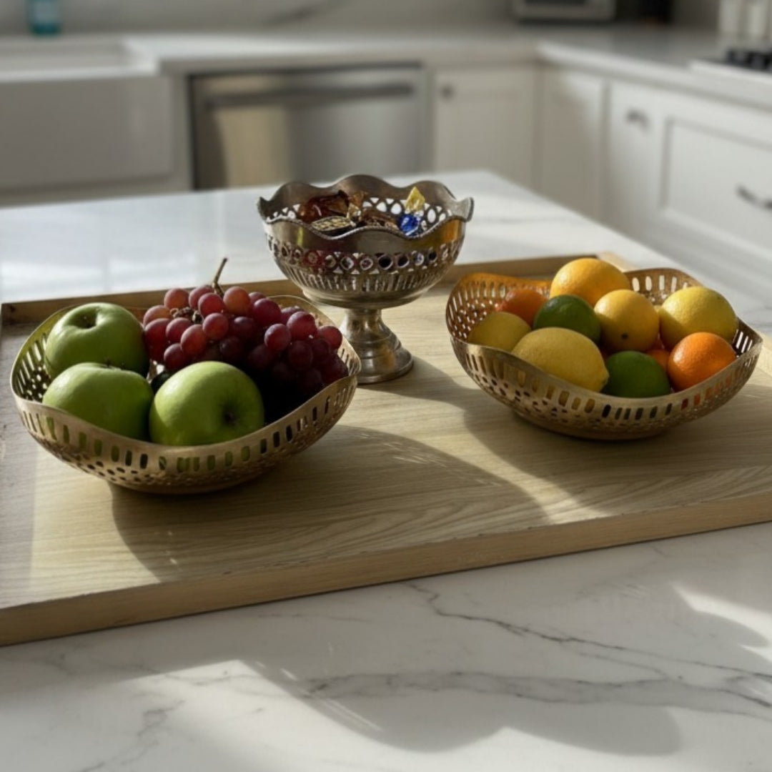 1988 Antique Brass Decor Bowls – Set of 3 | Graduated Brass Display Bowls