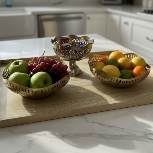 1988 Antique Brass Decor Bowls – Set of 3 | Graduated Brass Display Bowls