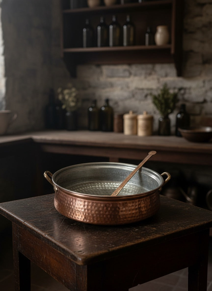 1979 Antique Copper Biryani Deg with Ladle | Traditional Cooking and Serving Vessel