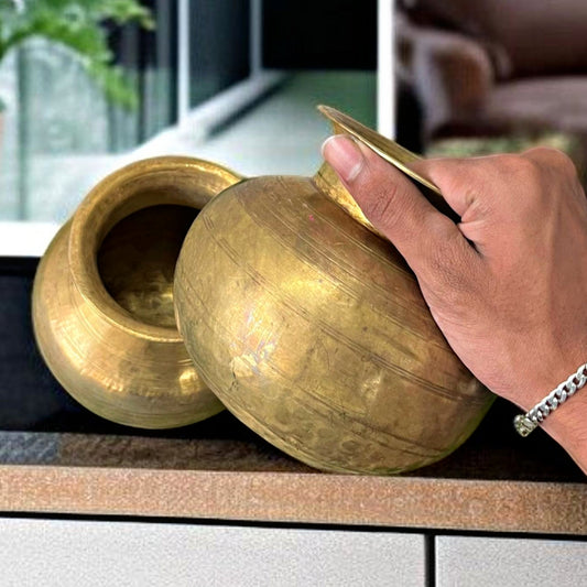 Antique Brass Kalash Pair | Traditional Water Storage Pots