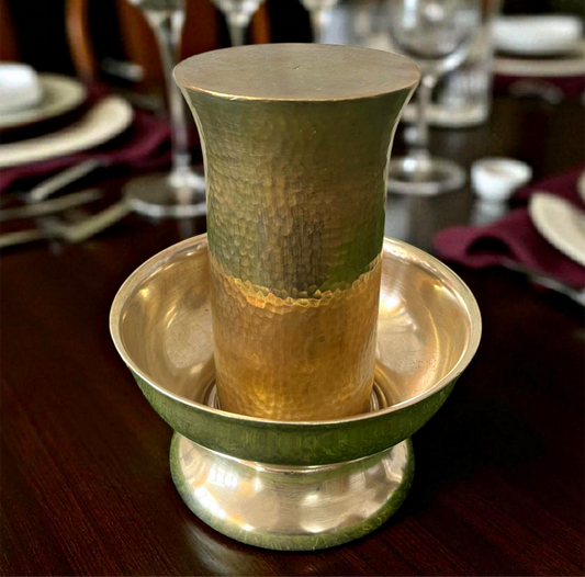 Antique Brass Fruit Bowl & Vase | Traditional Decor Pair