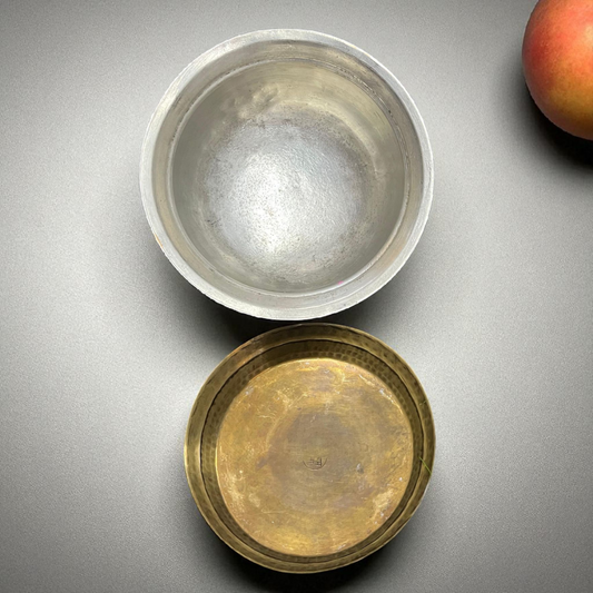 Antique Brass Cooking Bowl with Lid | Traditional Kitchenware