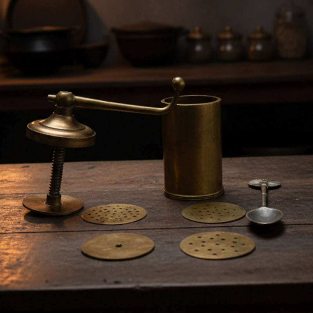 1980 Antique Brass Chakli Maker | Traditional Kitchen Tool