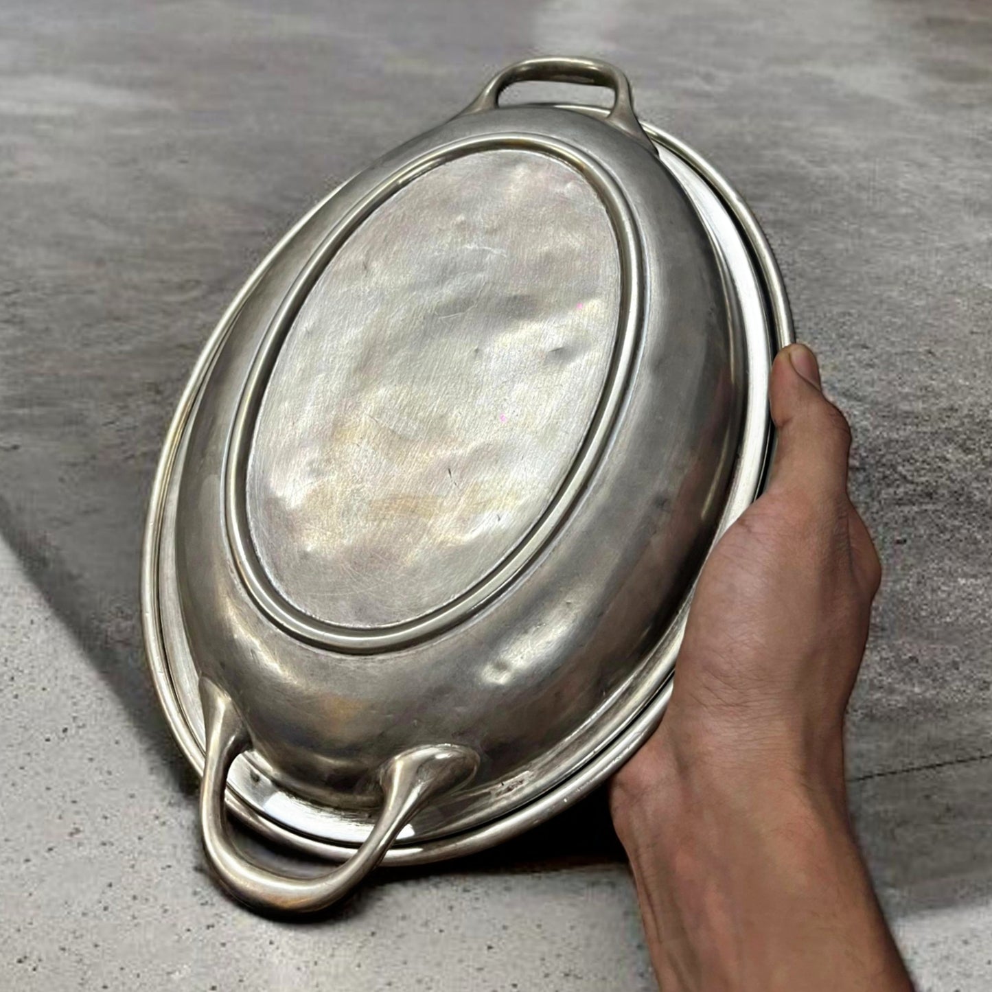 Antique Brass Silver Coated Dish with Lid & Spoons | Traditional Serveware & Decor Piece