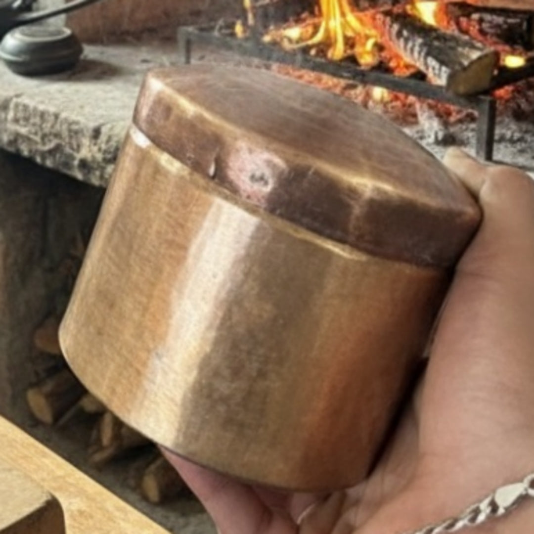 1986 Antique Brass Kitchen Storage Box | Medium Brass Utility Container