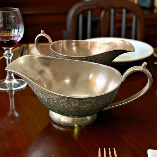 Antique Brass Gravy Boats in Pair from AI | Pital Traditional Serving Vessels