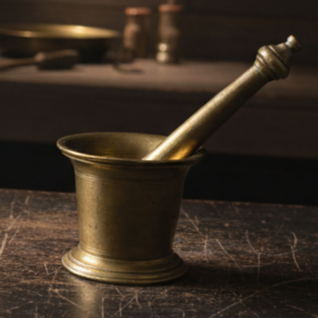 1971 Antique Brass Khalbatta | Traditional Grinding Tool