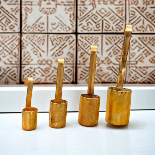 Antique Brass Milk Measurements Set | Traditional Kitchenware & Collectible