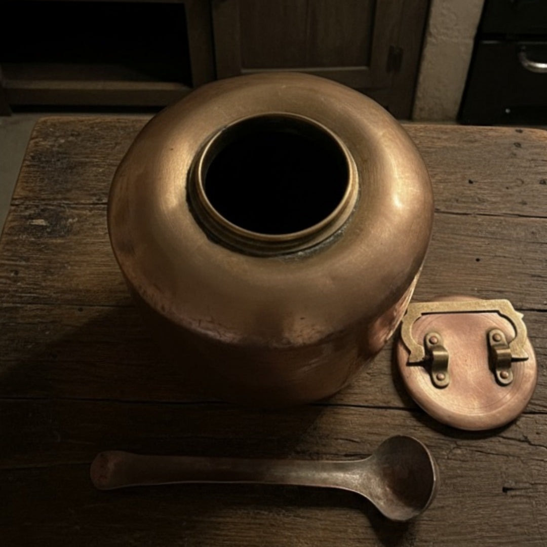 1965 Antique Brass Storage Canister | Traditional Kitchen & Décor Dabba