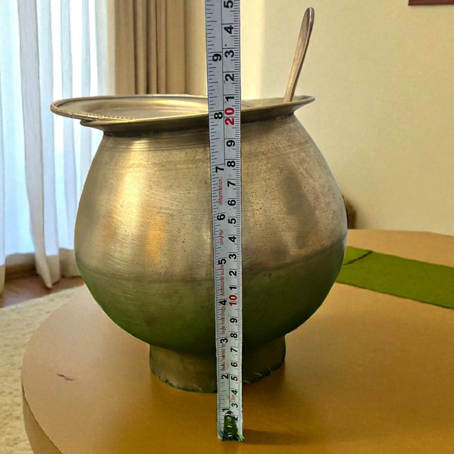 Antique Brass Patila with Lid & Ladle | Traditional Cooking Handi