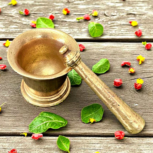 Antique Brass Khalbatta | Traditional Grinder & Heritage Kitchen Decor