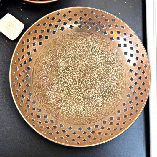 Antique Brass Deep Tray | Traditional Small Fruit & Serving Utility