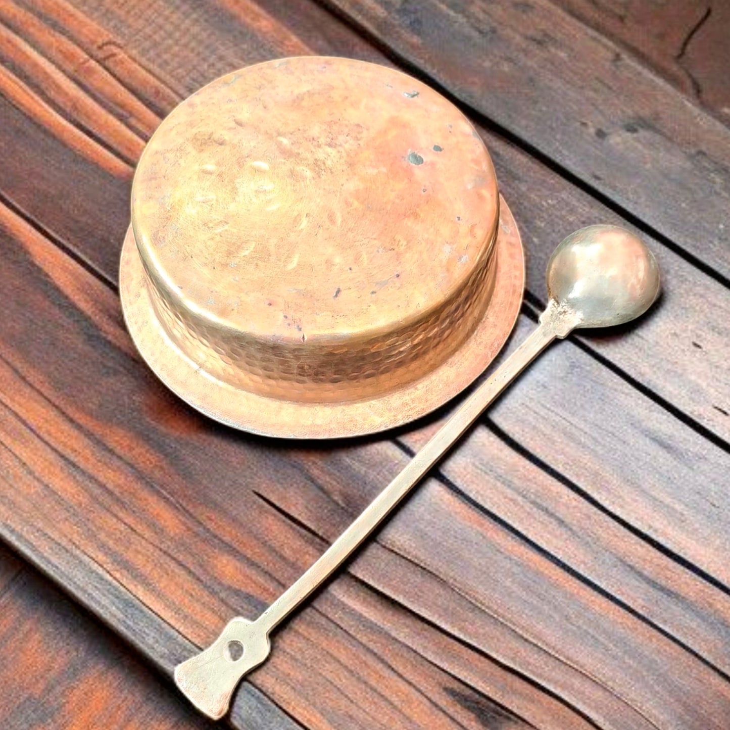 Antique Brass Deg with Ladle | Pital Traditional Cooking Vessel
