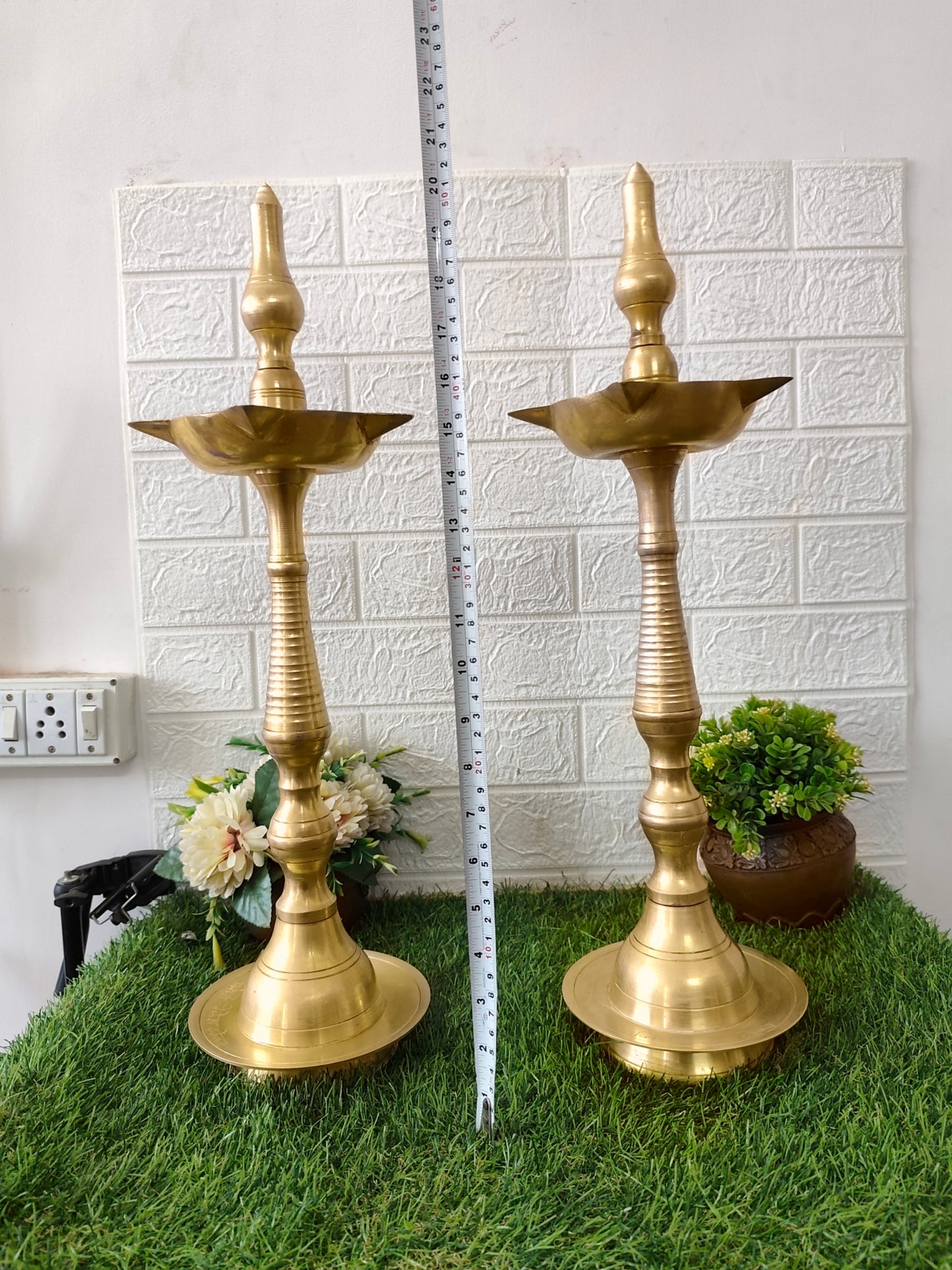 Vintage Brass Samay in Pair - Oil Lamp