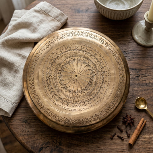 Antique Peetal Chapati Box with Engraved Design | Pure Brass Storage Box | Made in 1976