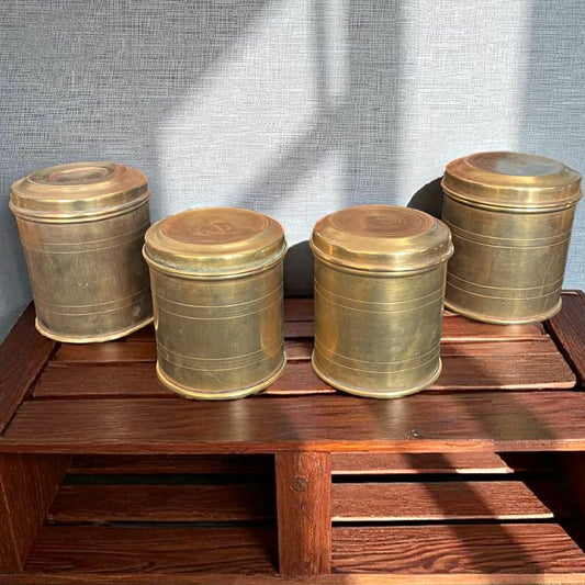 Antique Brass Dabba Set of 4 | Pital Traditional Storage Boxes