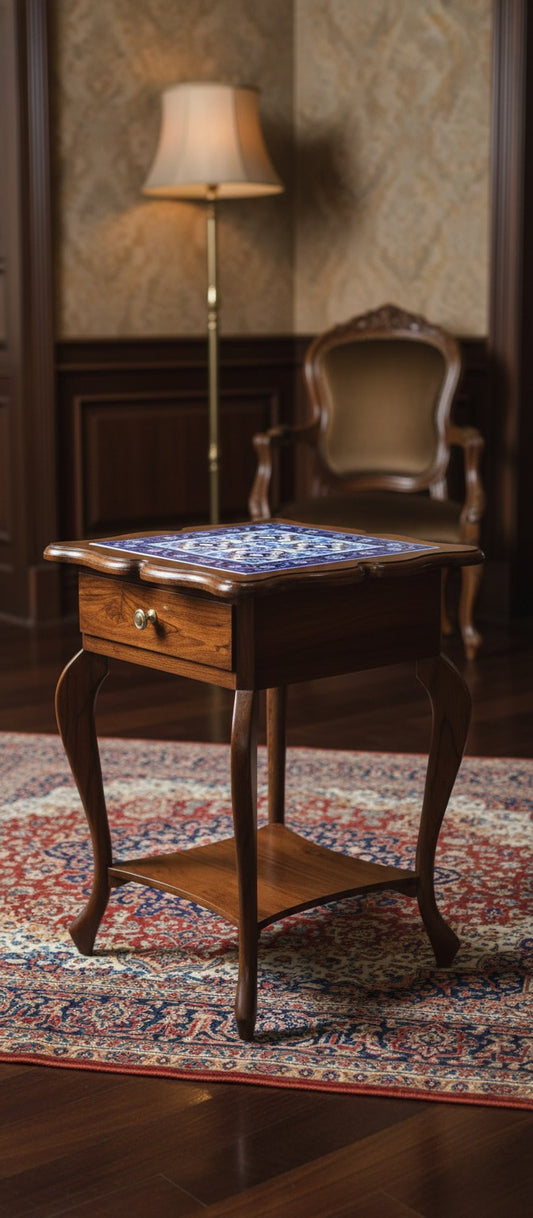 1992 Vintage Teakwood Side Table / Stool | Traditional Wooden Furniture