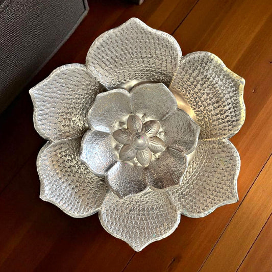 Antique Brass Silver-Coated Fruit Bowls in Pair | Traditional Serving & Decor Dishes
