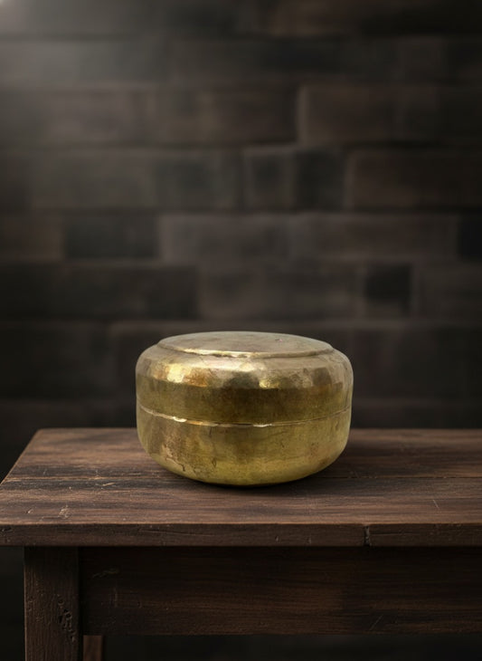 1974 Antique Brass Chapati Box | Traditional Kitchen & Storage Utility