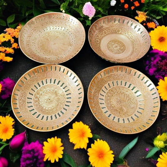 Antique Brass Serving Bowl Set of 4 | Traditional Handcrafted Bowl for Decor and Utility