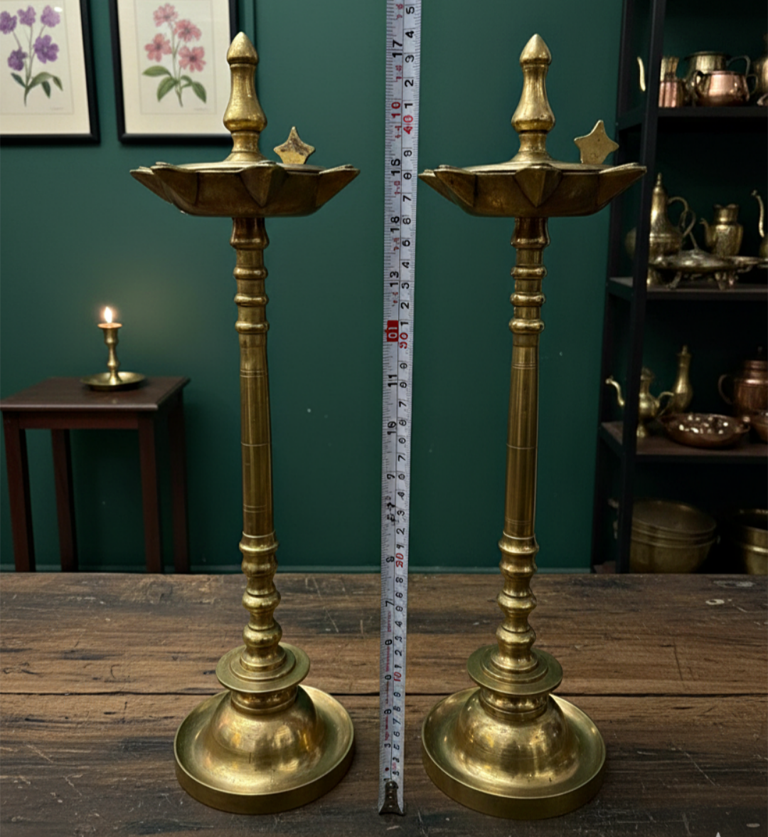 Antique Brass Samay Pair | Traditional Oil Lamp Decor