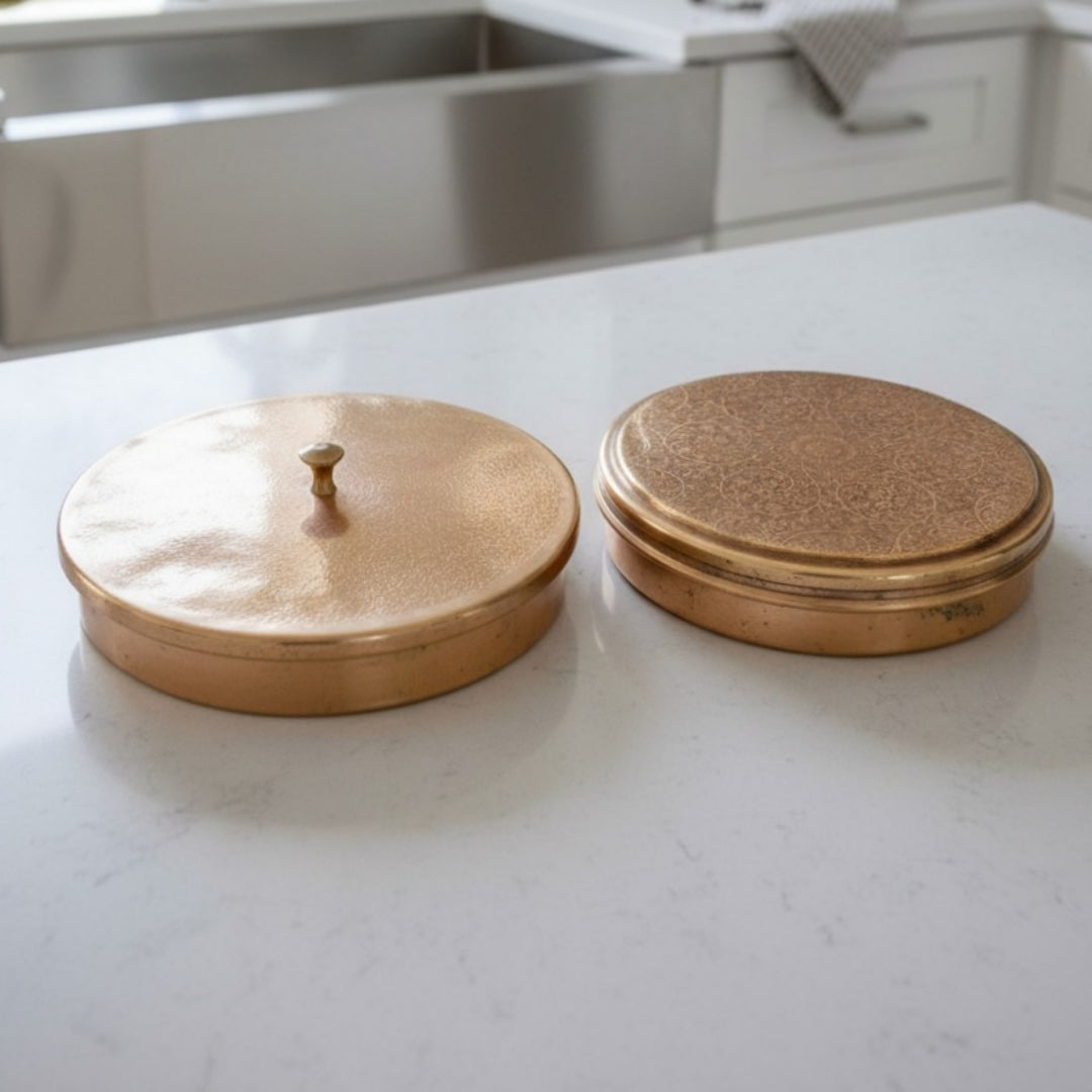 1983 Antique Brass Flat Storage Boxes (Pair) | Low-Profile Brass Utility Containers