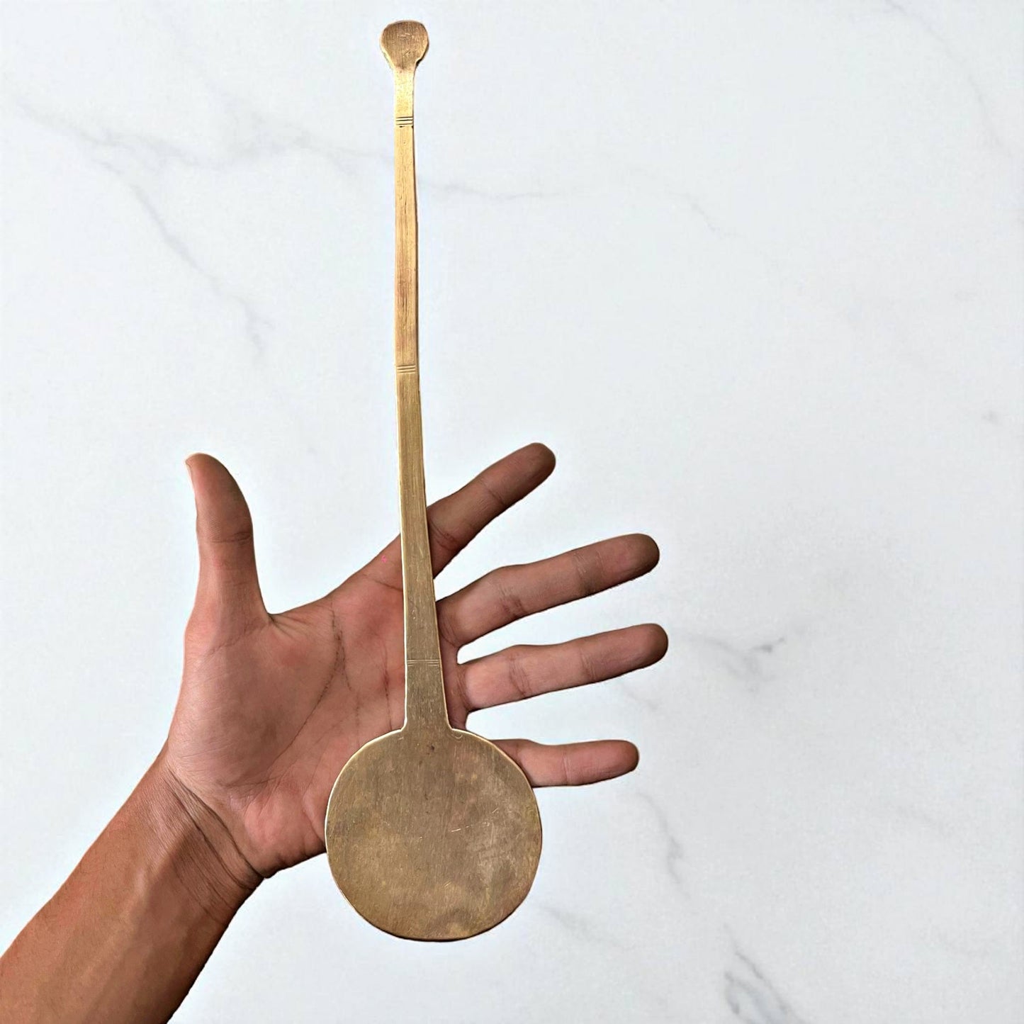 Antique Brass Langdi with Spoon | Pital Traditional Cooking Pot