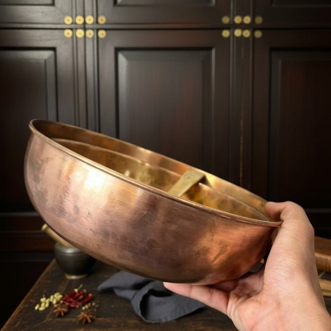 1983 Antique Brass Ghamela Pair with Ladle | Traditional Kitchen & Décor Set