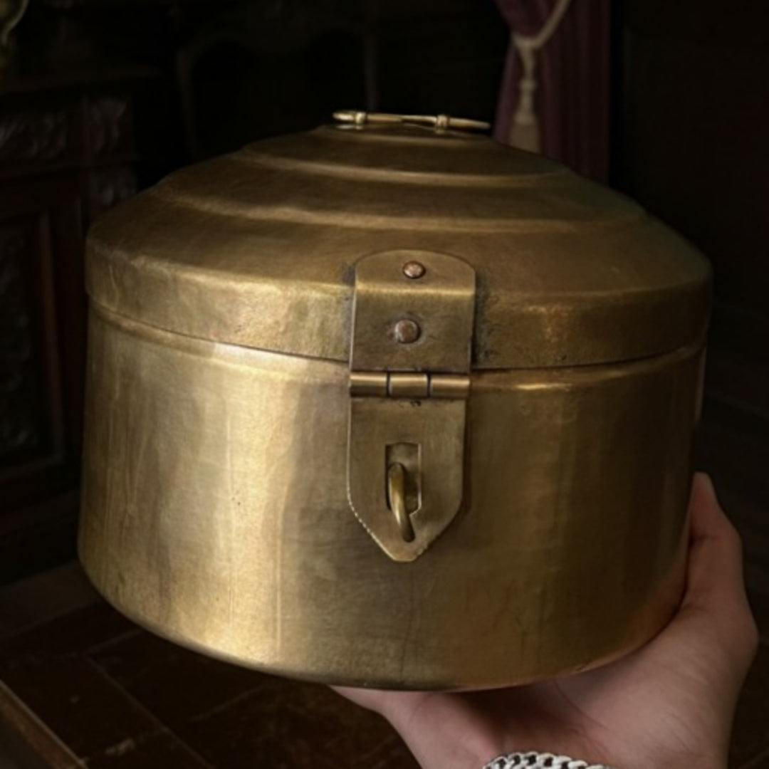 1975 Antique Brass Storage Box | Traditional Kitchen & Décor Piece