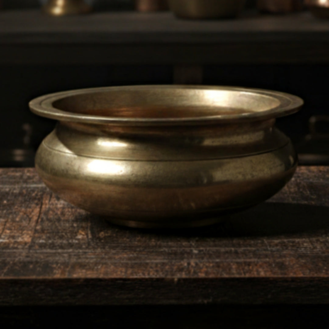 Antique Brass Cooking Urli | Traditional Kitchen & Décor Bowl
