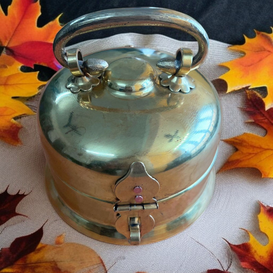 Vintage Brass Betel Nut Box - Pan Dabba - Bombay Antiques