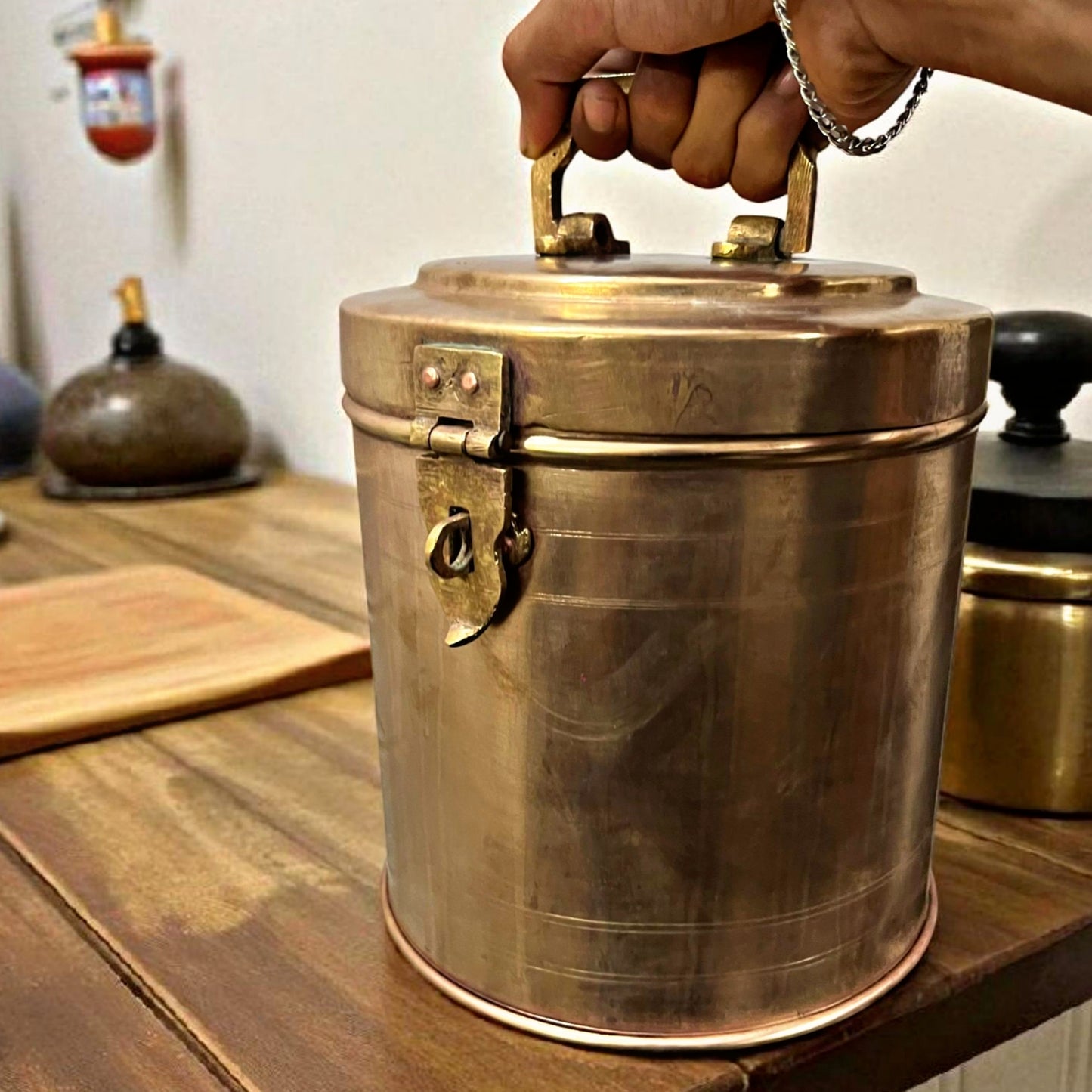 Antique Brass Storage Box 5L | Heavy Traditional Pital Utility & Decor Container