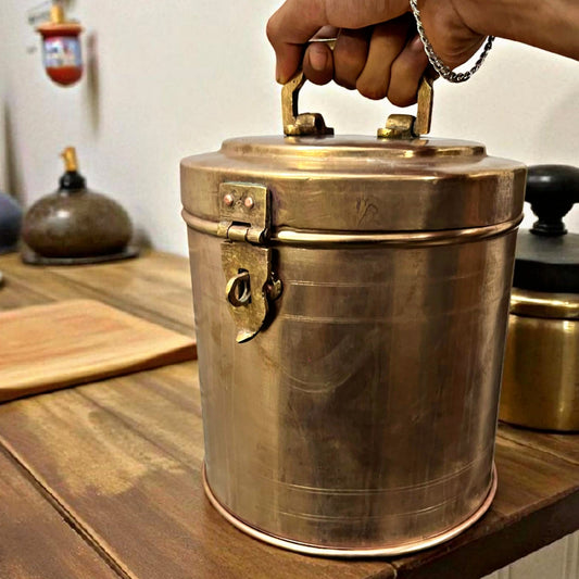 Antique Brass Storage Box 5L | Heavy Traditional Pital Utility & Decor Container