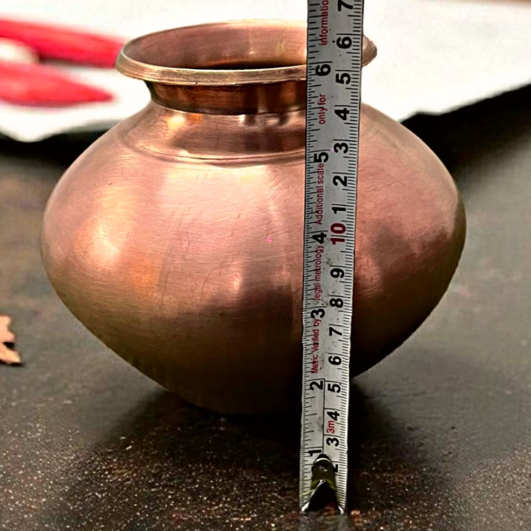 Antique Brass Kalash | Traditional 1.3L Pital Storage & Decor Pot