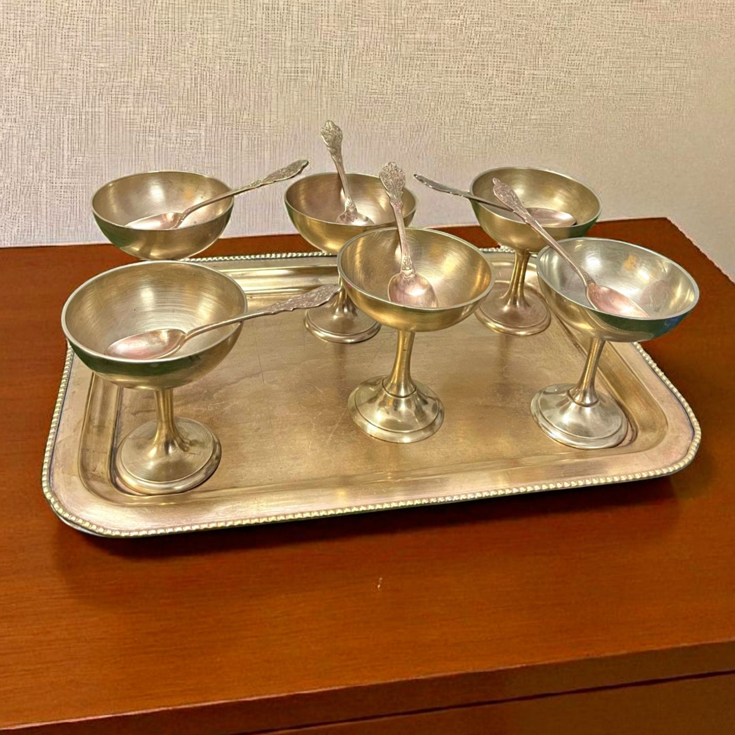 Antique Brass Dessert Set | Pital Traditional Dining Ware