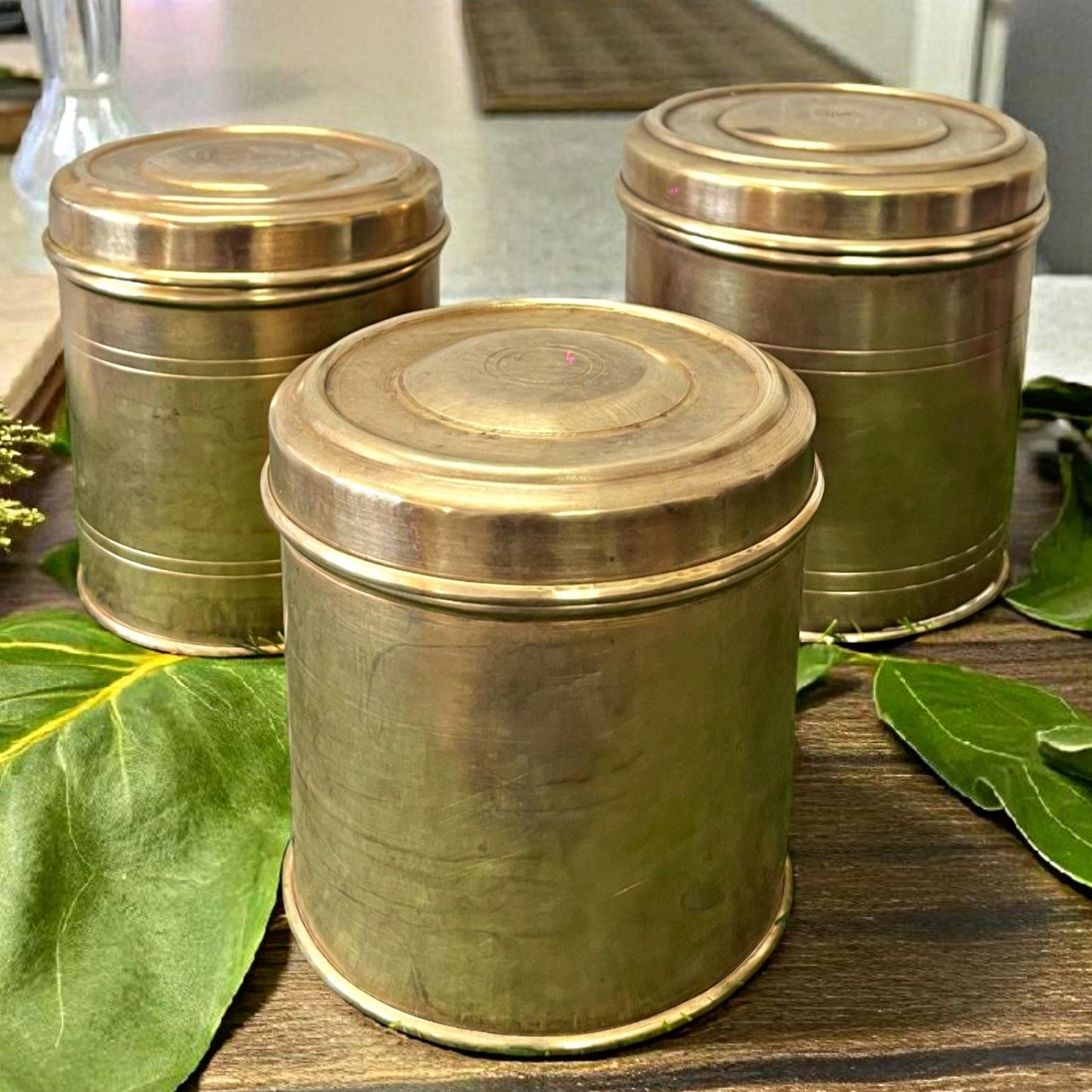 Antique Brass Storage Set of 3 | Traditional Kitchen & Décor Collection