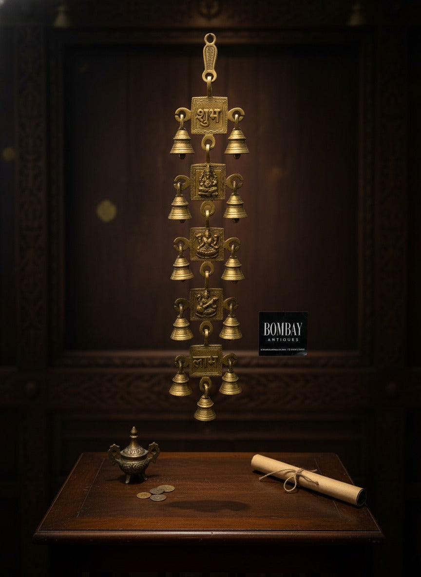 1981 Antique Brass Wall Hanging Bell | Pital Traditional Home Decor